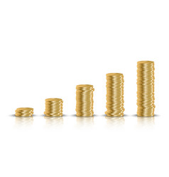 Income Graph Golden Realistic Coin 3d Money Stack