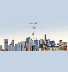 Calgary City Skyline On Colorful Gradient