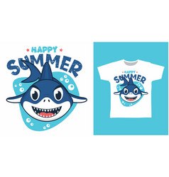 Cute Summer Shark T-shirt Design Concept