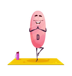 Cartoon Vitamin D Character Meditate On Yoga Class