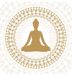 Female Sihouette With Yoga Pose Background With