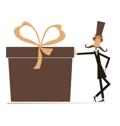 Man In The Top Hat With And Huge Present Box