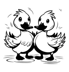 Two Ducks - Black And White For Coloring Book