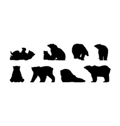 Wild Bears Silhouettes Set Cartoon