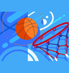 Basketball Banner With Ball And Basket