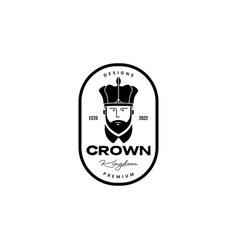 Face Old Man With Crown King Kingdom Badge