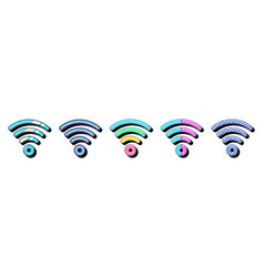 Isolated Retro Wifi Icon Set Stickers Wireless