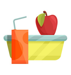 School Breakfast Red Apple Icon Cartoon Style