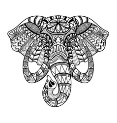 Elephant Head Mandala Entangle Coloring Page