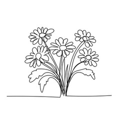 Line Art Bouquet Of Flowers Daisy Spring