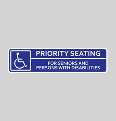 Priority Seating Sign In Public Transport