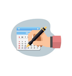 Hand With Pen Mark Calendar Flat