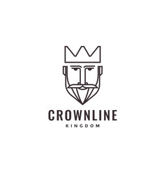 Old Man King Bearded Line Polygon Logo Design