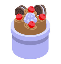 Red Berry Ice Cream Icon Isometric