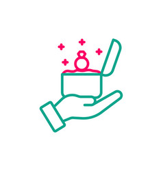 Wedding Proposal Icon Hand With Ring Box Line