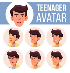 Asian Teen Boy Avatar Set Face Emotions