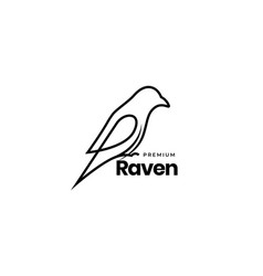 Bird Raven Minimal Modern Line Logo Design