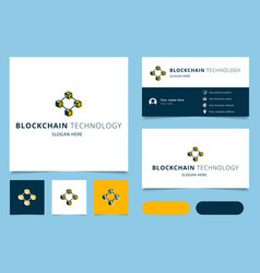 Blockchain Technology Logo Design With Editable