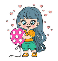 Cute Cartoon Longhaired Girl With A Big Polka Dot