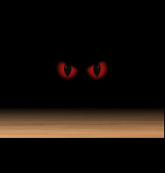 Red Eyes On Wooden Floor In Dark Room