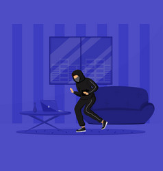 Apartment Break-in Flat Color Burglar Stealing