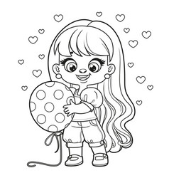 Cute Cartoon Longhaired Girl With A Big Polka Dot