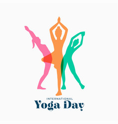 Different Yoga Poses In Colorful Women Silhouette