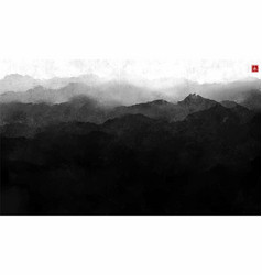 Minimalistic Dark Landscape With Misty Forest