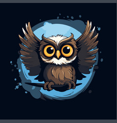 Owl With Wings On A Blue Background