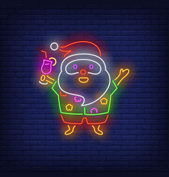 Santa Claus In Summer Clothes Neon Sign