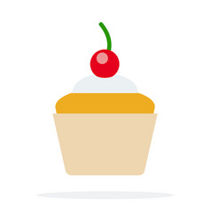 Cupcakes With Cream And Cherry Flat Isolated