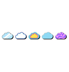 Isolated Retro Cloud Icon Set Stickers Digital