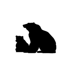 Mother And Baby Bears Silhouettes Cartoon