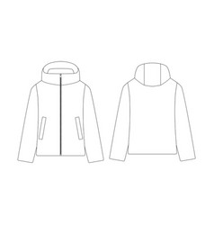 Template Women Down Parka Flat Design Outline