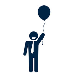 Business Man Silhouette With Balloon A Laughing