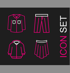 Set Line Skirt Hoodie Pants And Shirt Icon