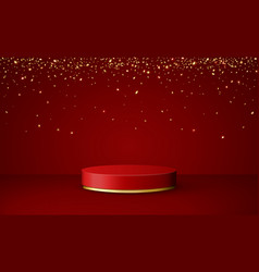 Christmas 3d Scene With Red Podium Platform