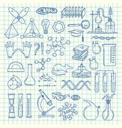 Chemical doodles on school squared paper Vector Image