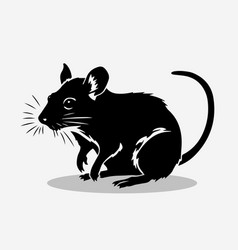 Black Silhouette Of A Rat Or Mouse Is Sitting