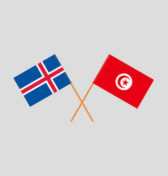 Crossed Flags Of Tunisia And Iceland