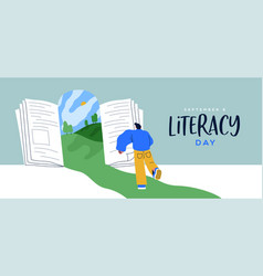 Literacy Day Open Book Door Landscape Web Banner