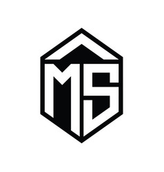 Ms Letter Logo Monogram Simple Hexagon Shield