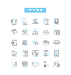 Buy Online Line Icons Set Purchase Order