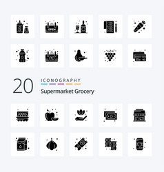 20 Grocery Solid Glyph Icon Pack Like Pak Milk