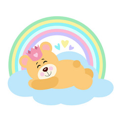 Princess Teddy Bear Sleeping On Cloud