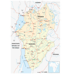 Road Map Of East African States Rwanda And Burundi