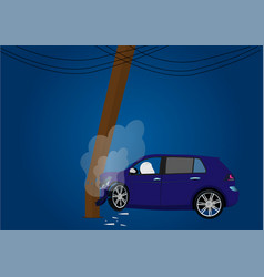 Car Accident Icon Collide With The Electric Pole