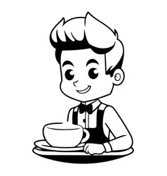 Cute Cartoon Boy With A Plate Of Food