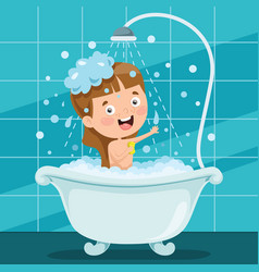 Kid having bath Royalty Free Vector Image - VectorStock