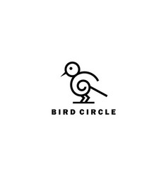 Simple Bird Logo Circle Line Design